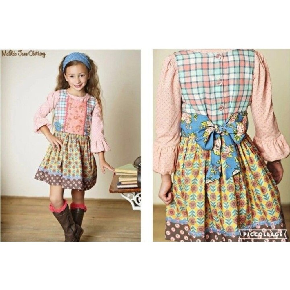 Matilda Jane Friends Forever Blue Orange Bethany Sleeveless Fancy Shasta Dress